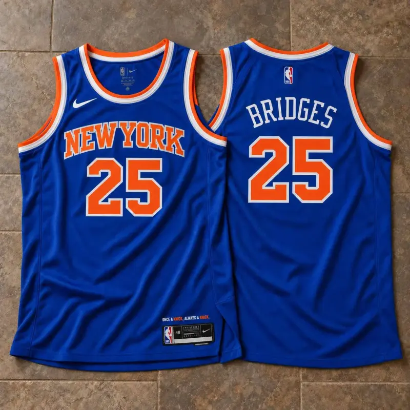 New York Knicks Mikal Bridges Blue Jersey
