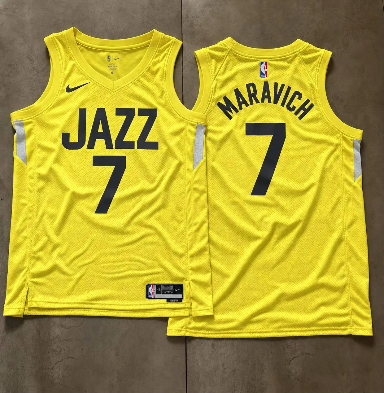 Utah Jazz Pete Maravich Yellow Jersey