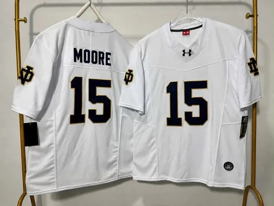 NOTRE DAME FIGHTING IRISH LEONARD MOORE WHITE JERSEY