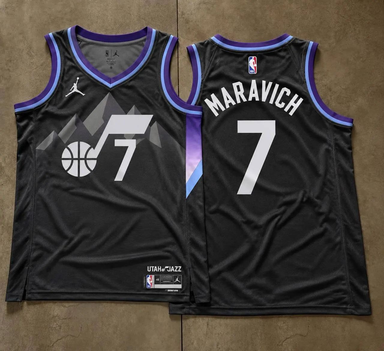 Utah Jazz Pete Maravich Black Mountain Jersey