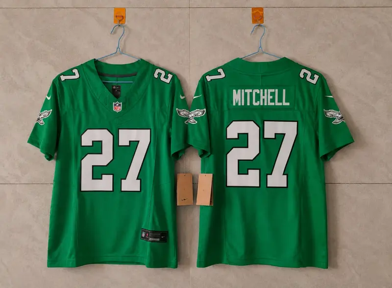 PHILADELPHIA EAGLES QUINYON MITCHELL KELLY GREEN JERSEY