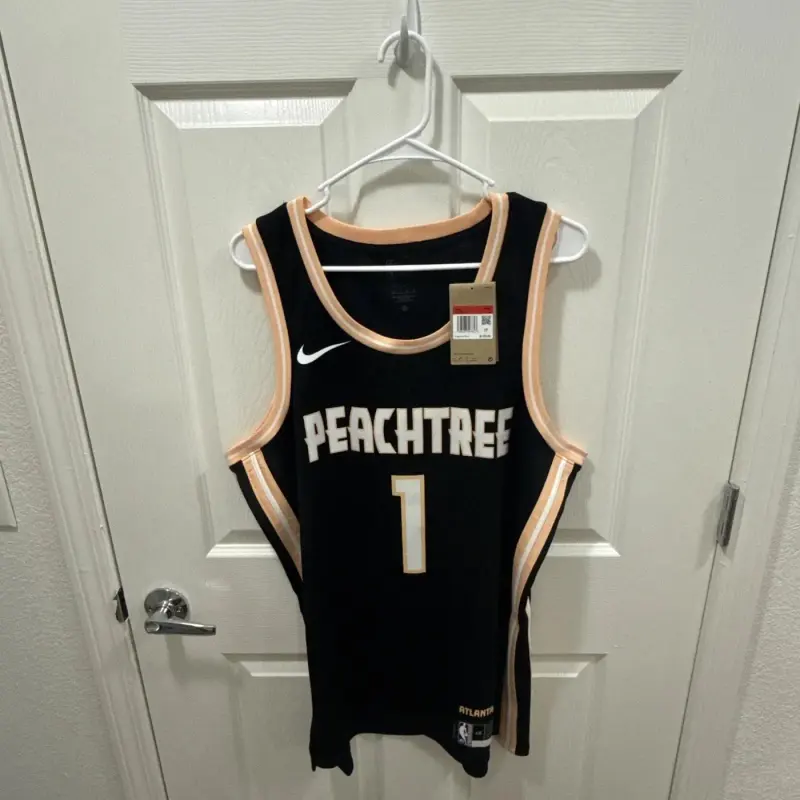 ATLANTA HAWKS JALEN JOHNSON BLACK PEACHTREE JERSEY
