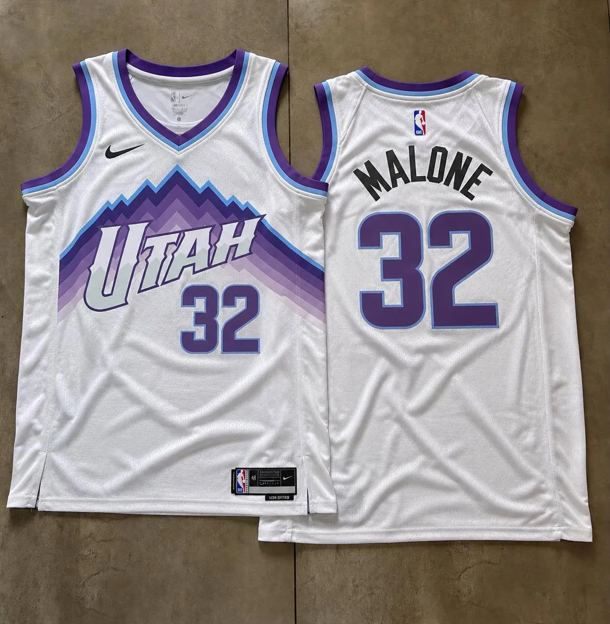Utah Jazz Karl Malone White Mountain Jersey