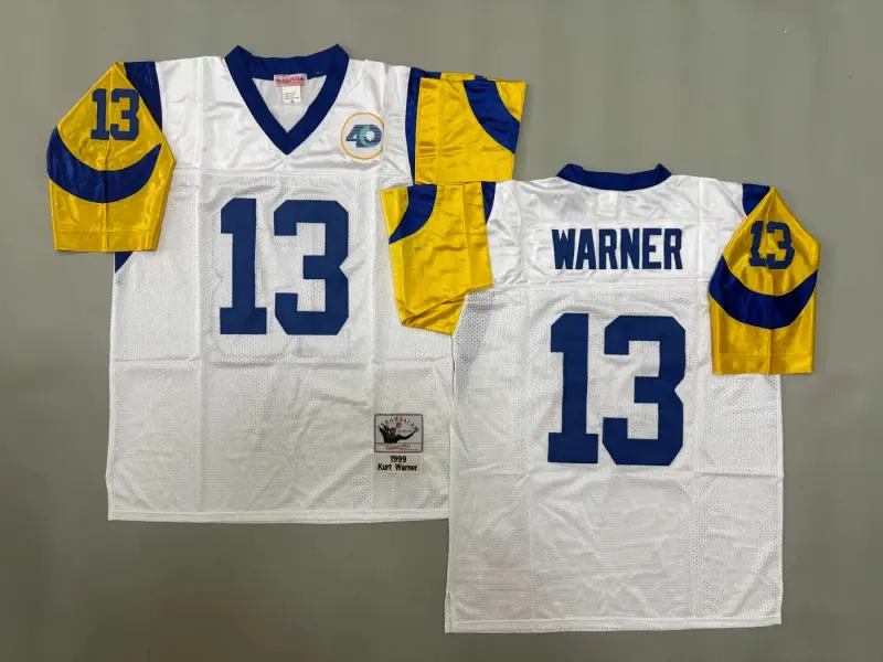 ST. LOUIS RAMS KURT WARNER WHITE VINTAGE JERSEY