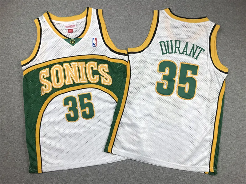 SEATTLE SUPERSONICS KEVIN DURANT WHITE JERSEY