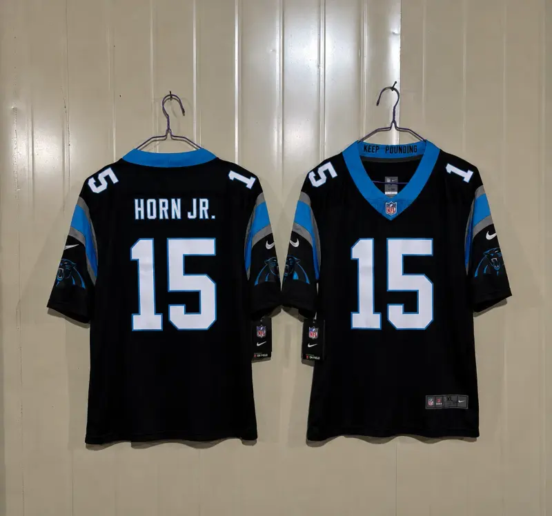 CAROLINA PANTHERS JIMMY HORN JR BLACK JERSEY