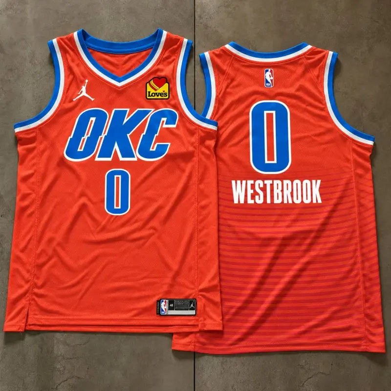 Oklahoma City Thunder Russell Westbrook Orange Jersey