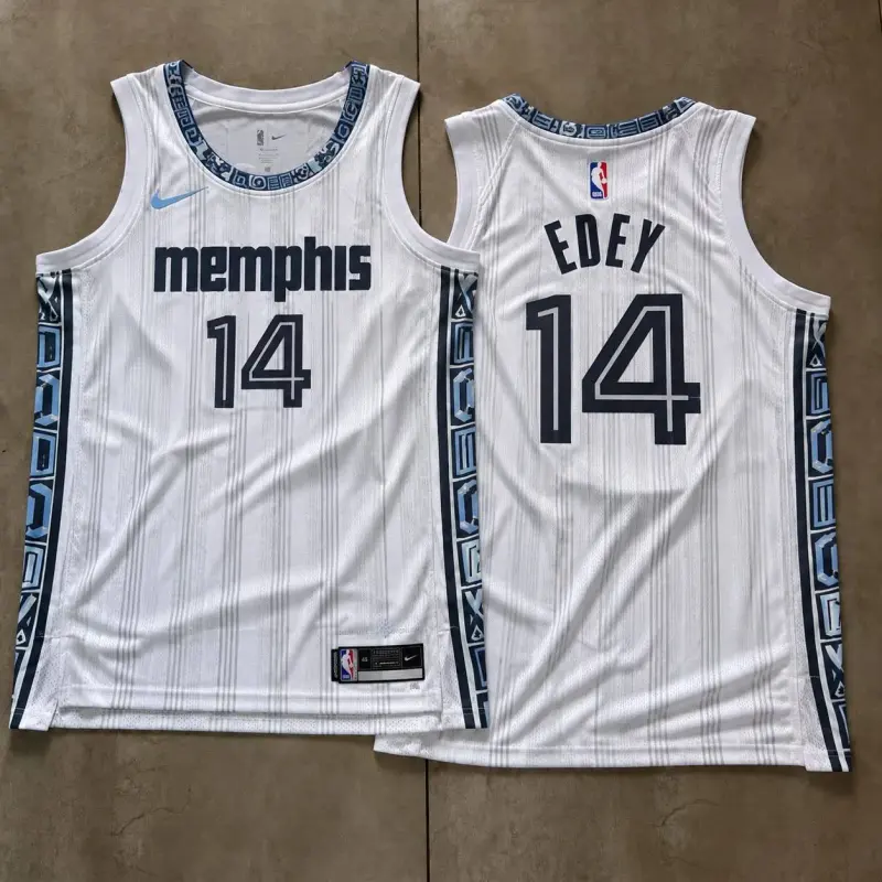 Memphis Grizzlies Zach Edey White Pinstripe Jersey