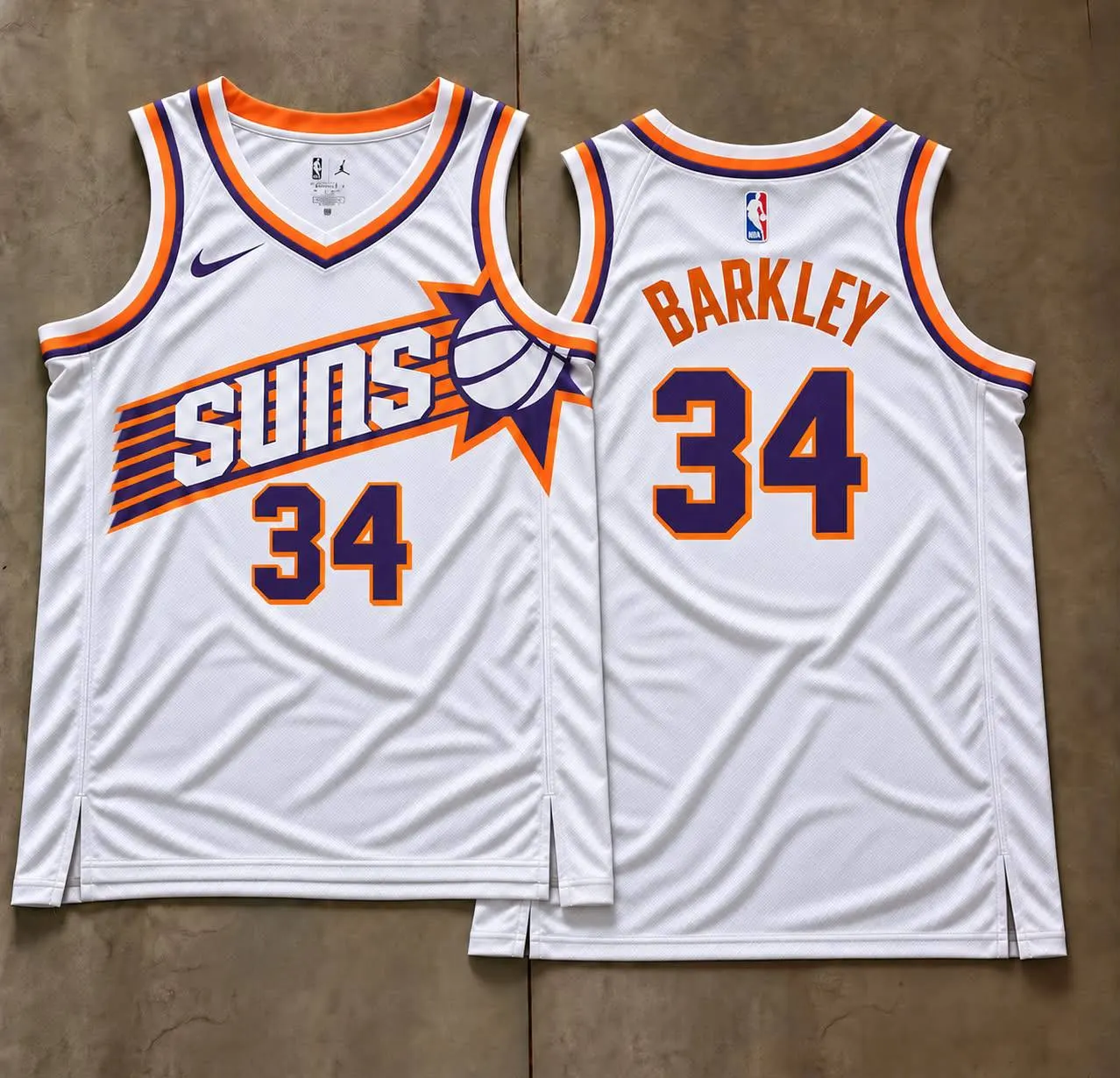 Phoenix Suns Charles Barkley White Sunburst Jersey