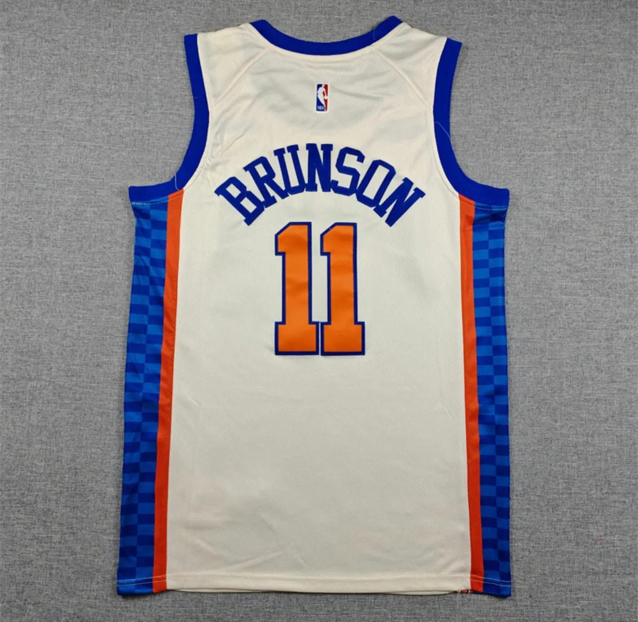 Jalen Brunson Checker Side Panel New York Knicks Jersey