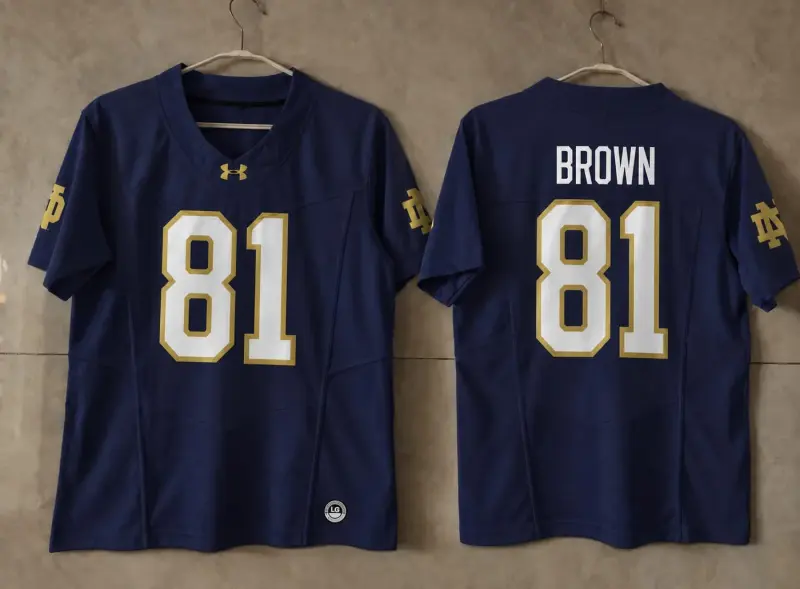 NOTRE DAME FIGHTING TIM BROWN BLUE JERSEY