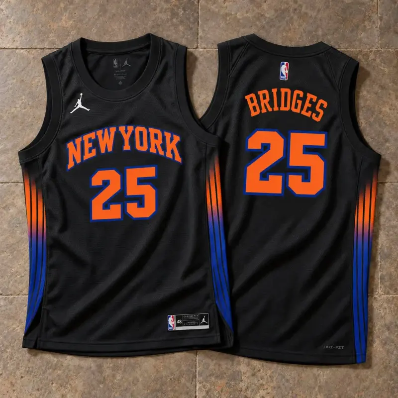 New York Knicks Mikal Bridges Black Jersey