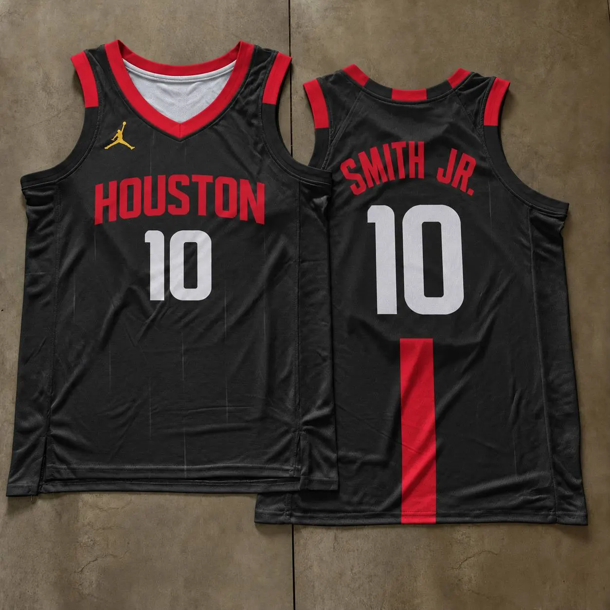 Houston Rockets Jabari Smith Jr. Black Pinstripe Jersey