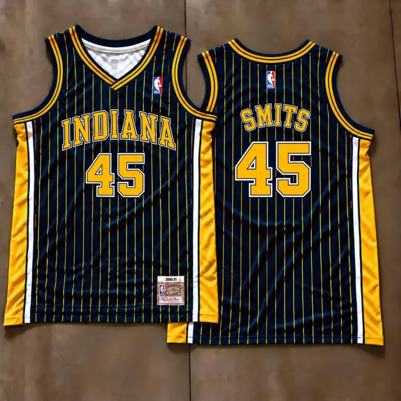 Indiana Pacers Rik Smits Navy Pinstripe Jersey