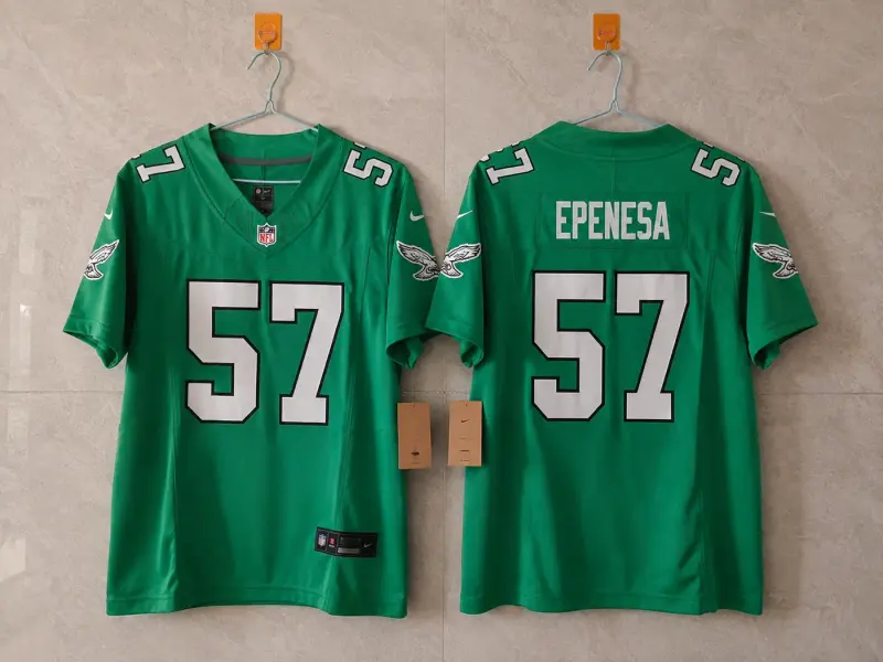 PHILADELPHIA EAGLES AJ EPENESA KELLY GREEN JERSEY
