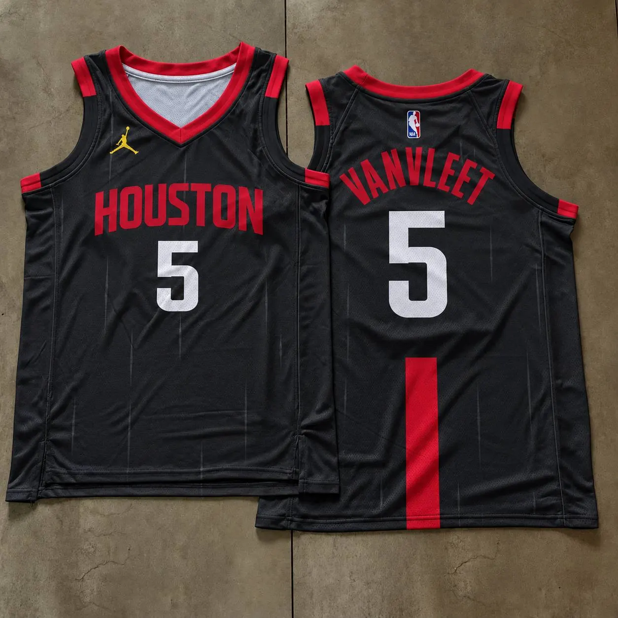 Houston Rockets Fred VanVleet Black Pinstripe Jersey