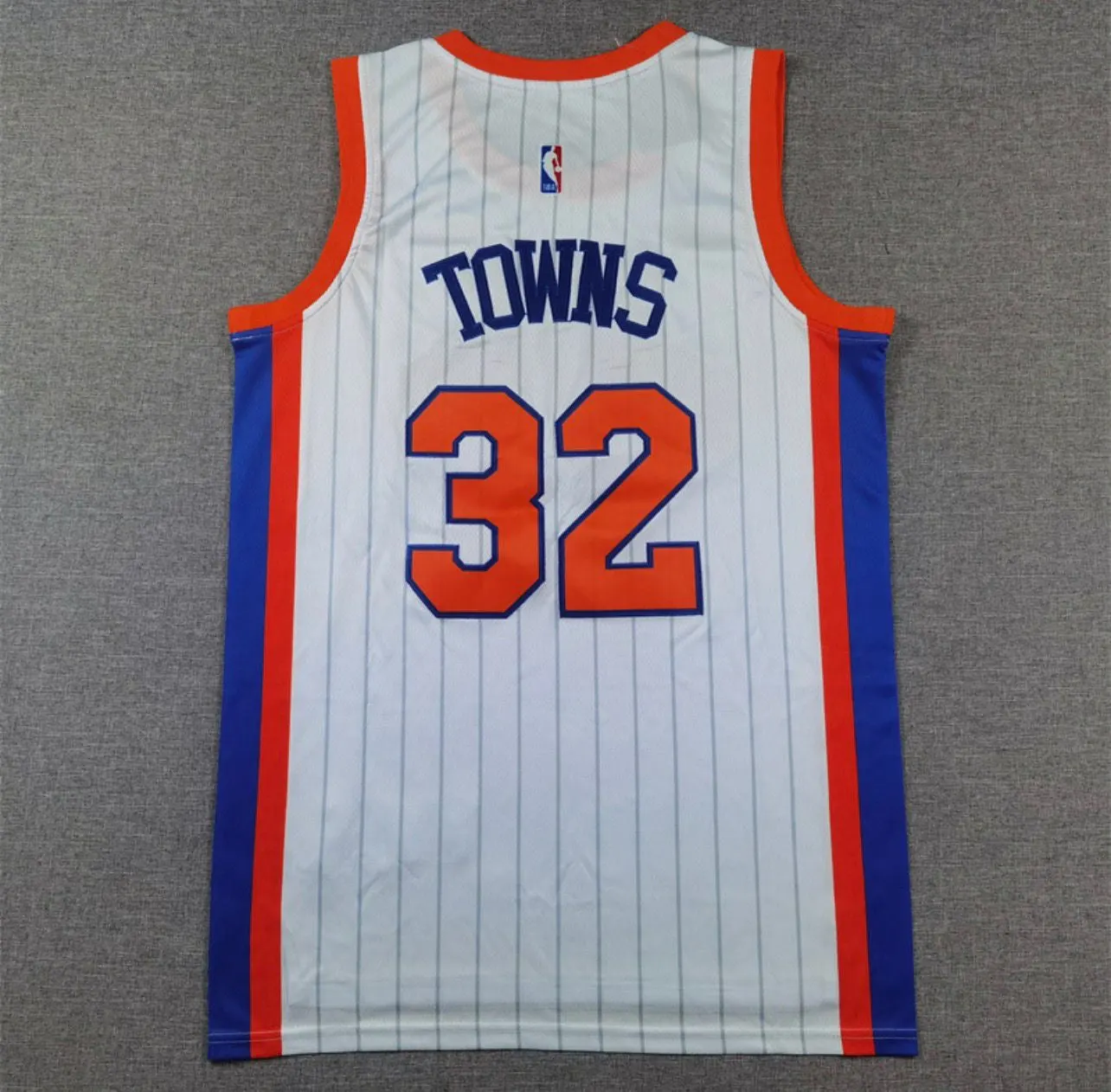 Karl-Anthony Towns White Pinstripe New York Knicks Jersey