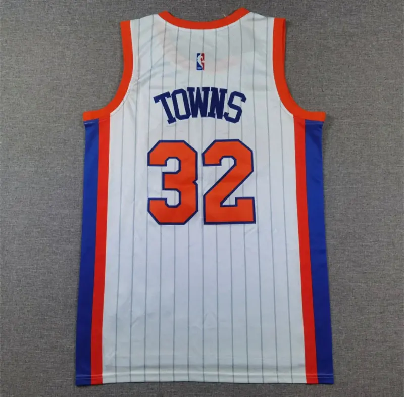 Karl-Anthony Towns White Pinstripe New York Knicks Jersey