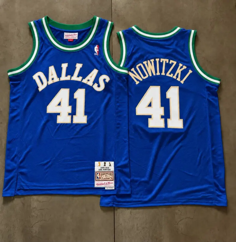 Dallas Mavericks Dirk Nowitzki Blue And Cream Vintage Jersey