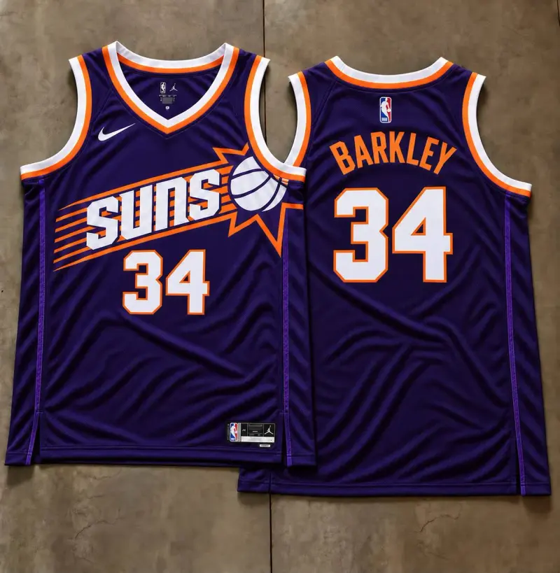 Phoenix Suns Charles Barkley Purple Sunburst Jersey