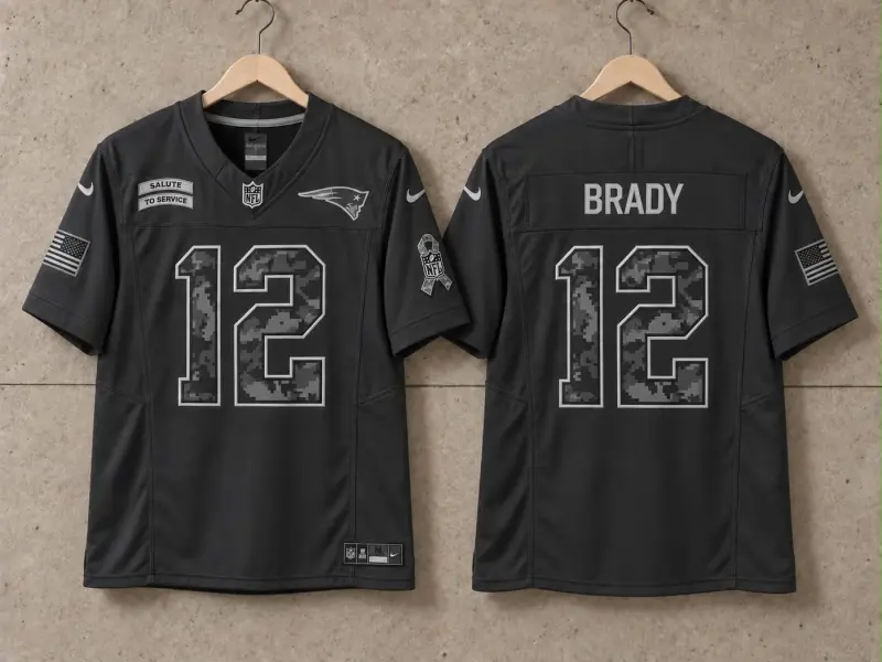 NEW ENGLAND PATRIOTS TOM BRADY BLACK SALUTE TO SERVICE JERSEY