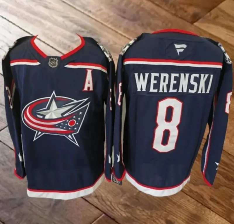 COLUMBUS BLUE JACKETS ZACHARY WERENSKI BLUE JERSEY