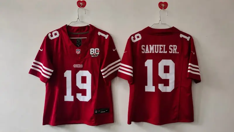SAN FRANCISCO 49ERS DEEBO SAMUEL 80 YEAR ANNIVERSARY RED JERSEY