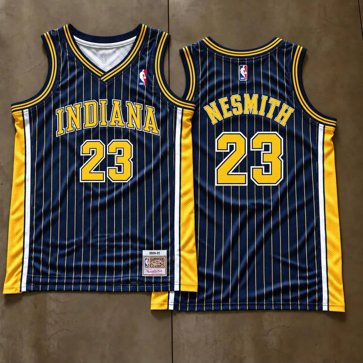 Indiana Pacers Aaron Nesmith Navy Pinstripe Jersey