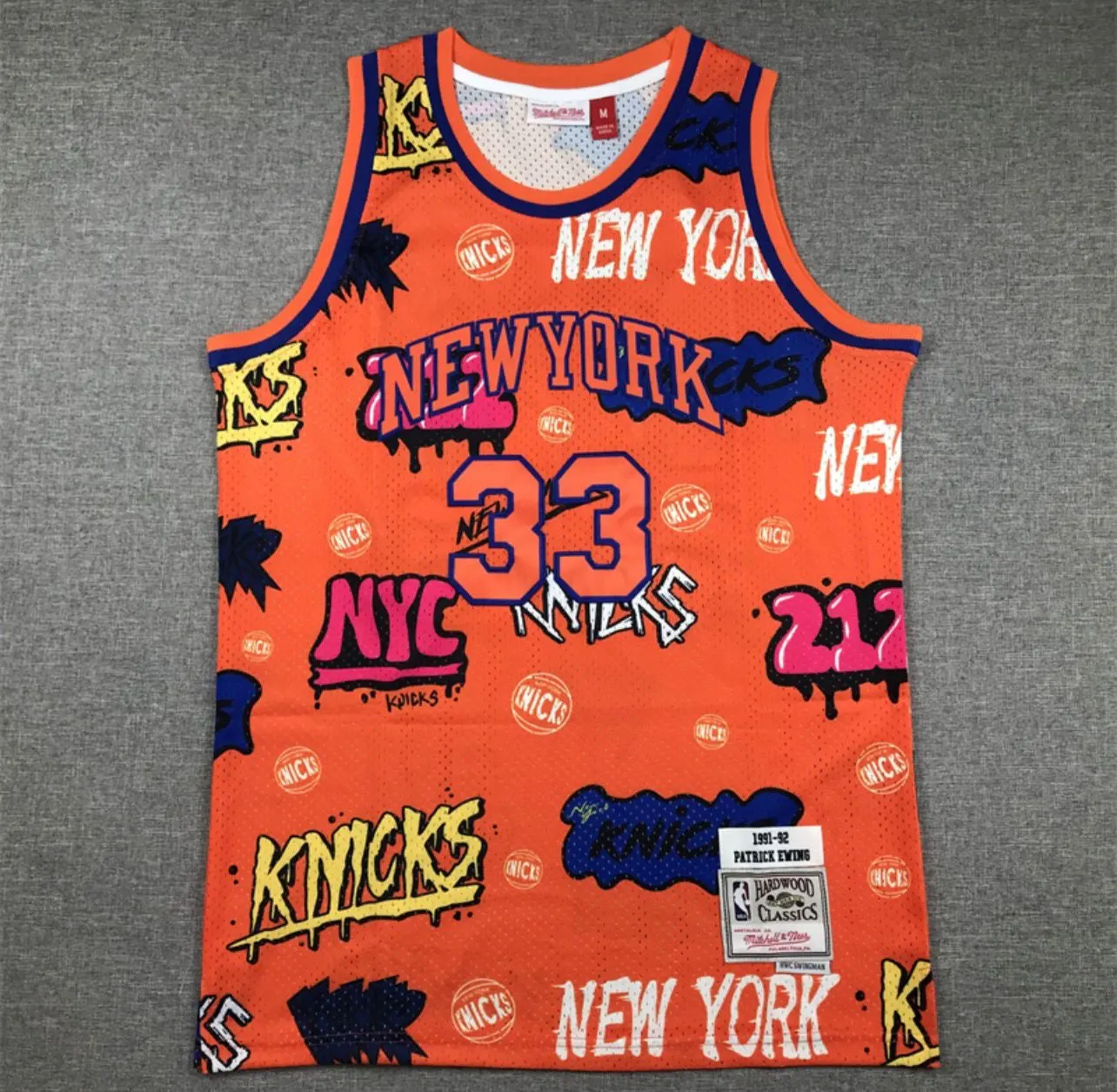 Patrick Ewing Orange Graphic New York Knicks Jersey