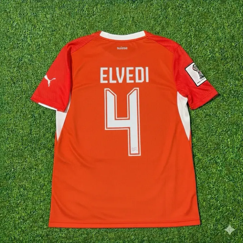 2026 WORLD CUP NICO ELVEDI TEAM SWITZERLAND RED JERSEY