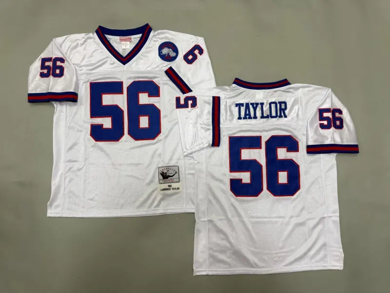 NEW YORK GIANTS LAWRENCE TAYLOR WHITE VINTAGE JERSEY