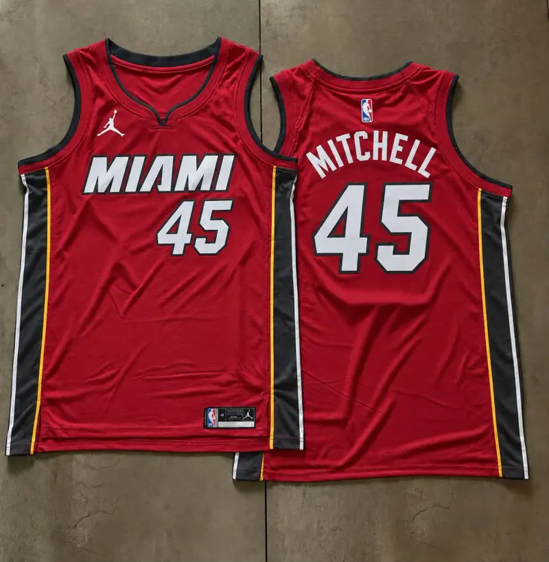 Miami Heat Davion Mitchell Red Jersey
