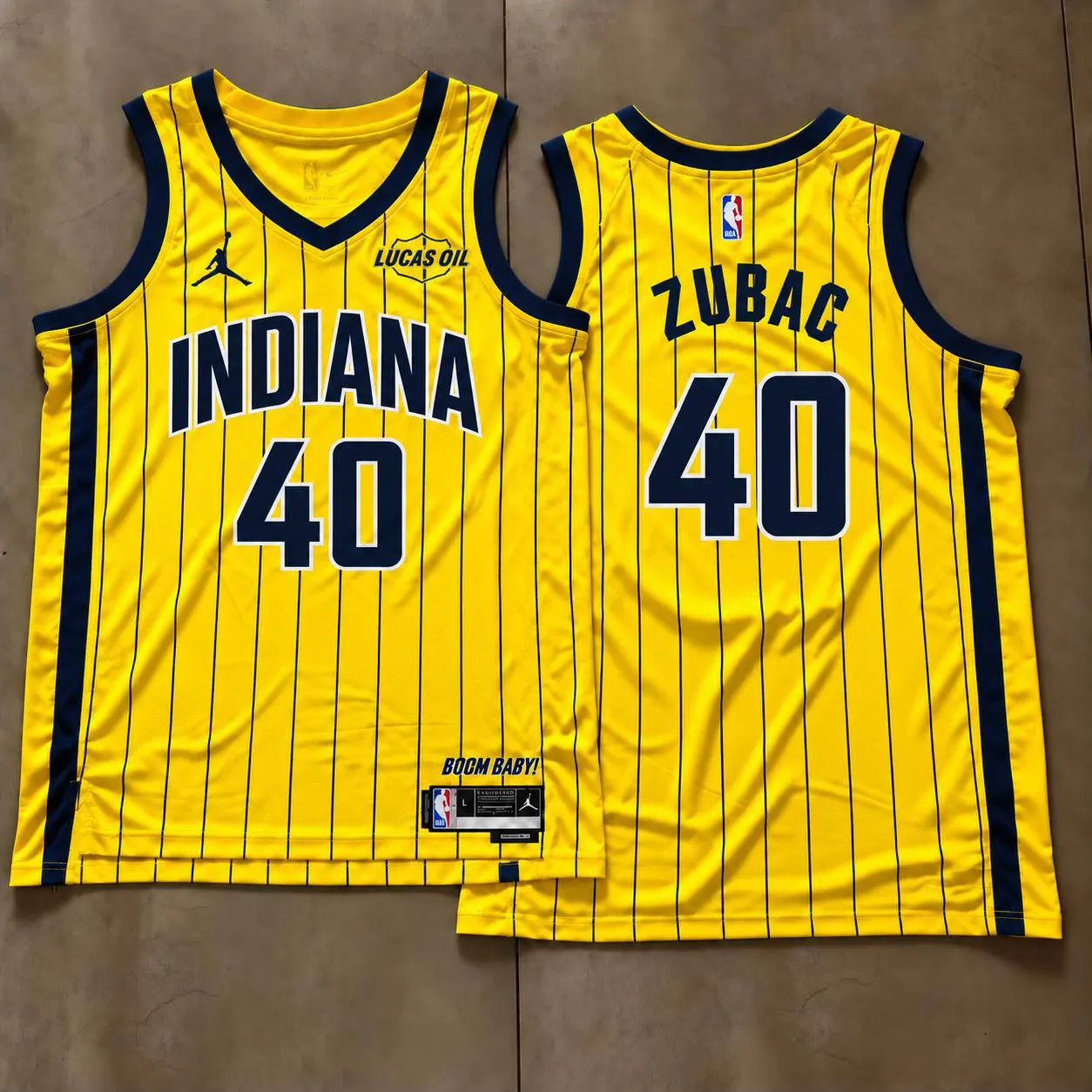 Indiana Pacers Ivica Zubac Yellow Pinstripe Jersey