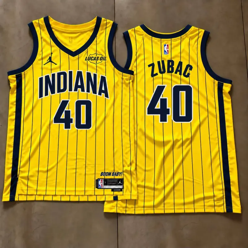 Indiana Pacers Ivica Zubac Yellow Pinstripe Jersey