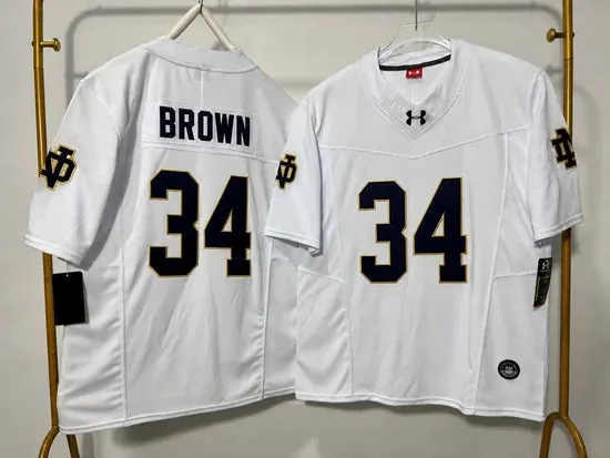 NOTRE DAME FIGHTING IRISH DRAYK BROWN WHITE JERSEY