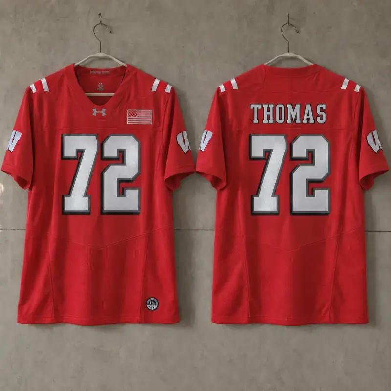 WISCONSIN BADGERS JOE THOMAS RED JERSEY