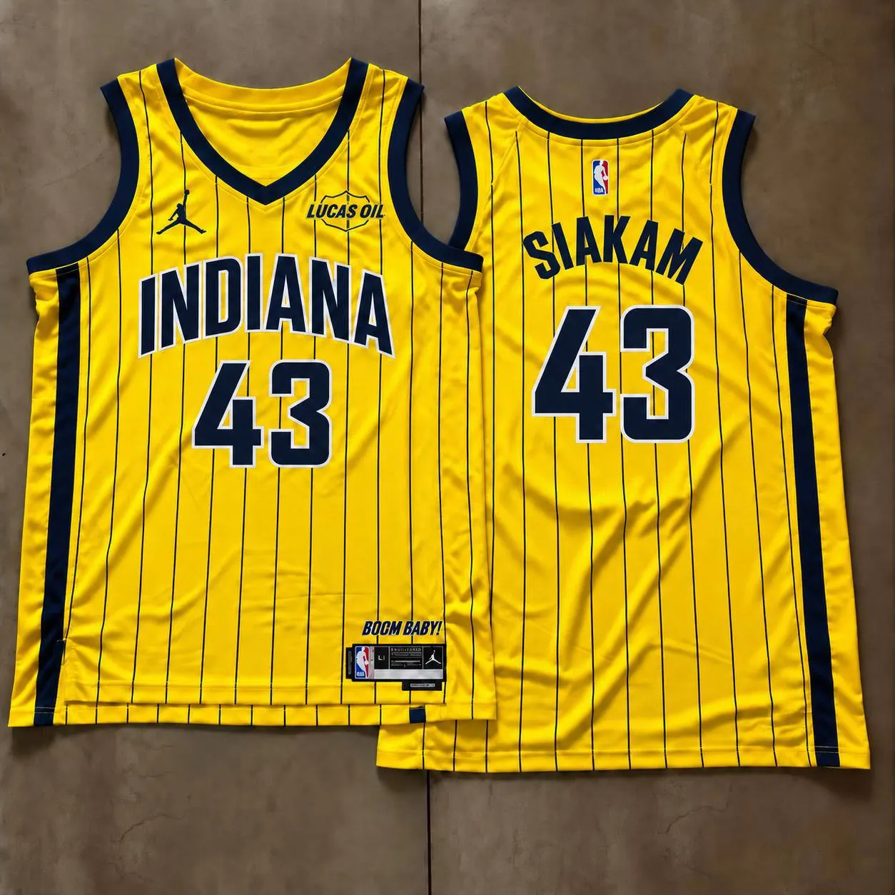 Indiana Pacers Pascal Siakam Yellow Pinstripe Jersey