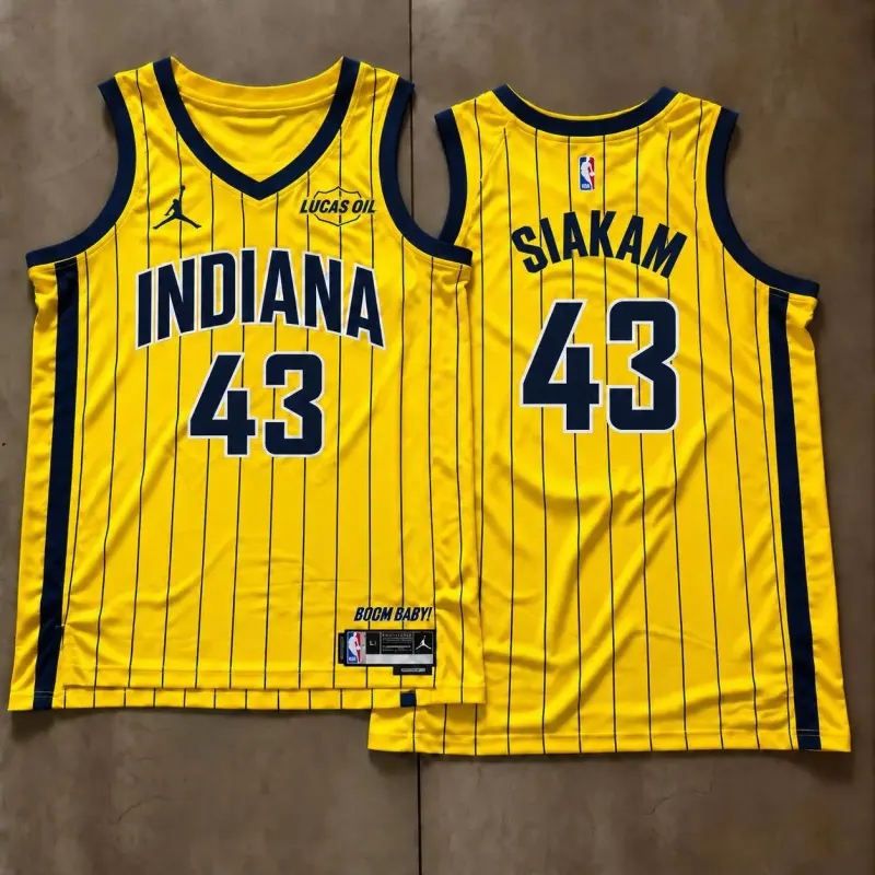 Indiana Pacers Pascal Siakam Yellow Pinstripe Jersey