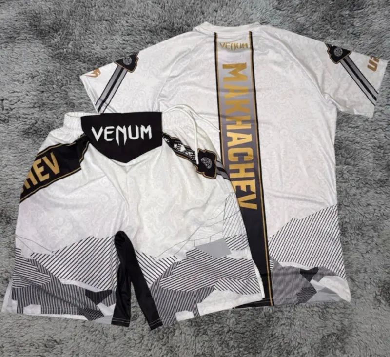 Islam Makhachev White Shorts and Shirt Combo
