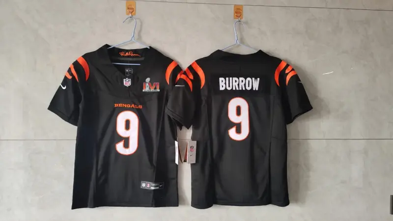 Cincinnati Bengals Joe Burrow Super Bowl Black Jersey