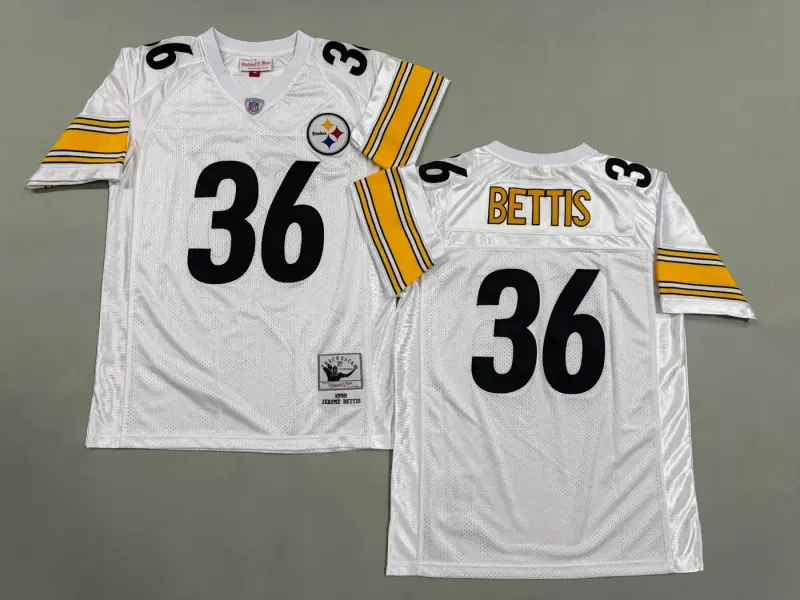 PITTSBURGH STEELERS JEROME BETTIS WHITE VINTAGE JERSEY