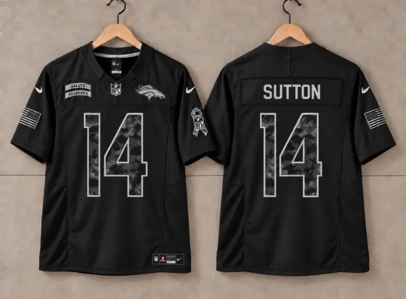 DENVER BRONCOS COURTLAND SUTTON SALUTE TO SERVICE BLACK JERSEY
