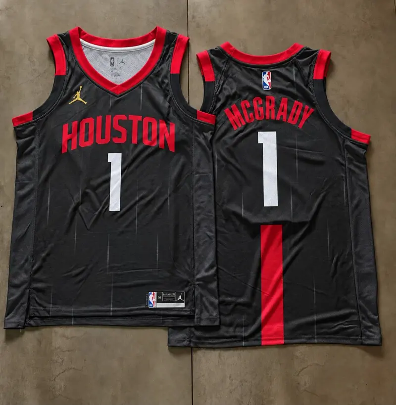 Houston Rockets Tracy McGrady Black Pinstripe Jersey