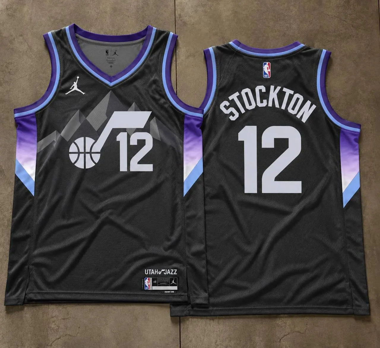 Utah Jazz John Stockton Black Mountain Jersey