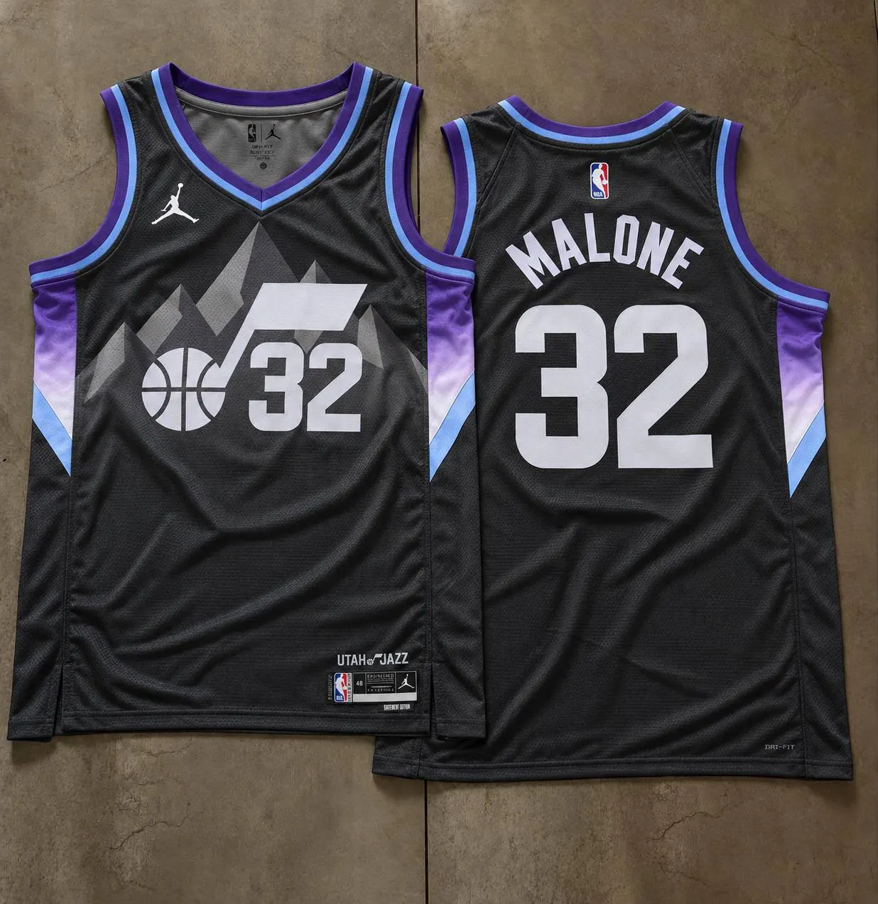Utah Jazz Karl Malone Black Mountain Jersey
