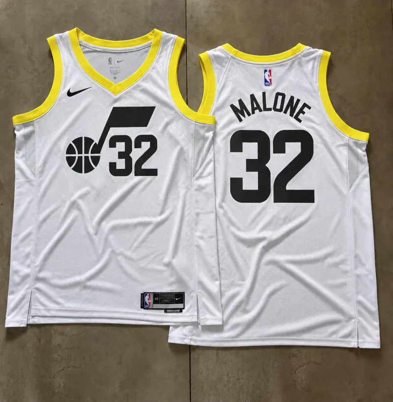 Utah Jazz Karl Malone White Jersey
