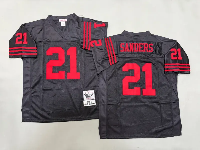 SAN FRANCISCO 49ERS DIEON SANDERS BLACK VINTAGE JERSEY