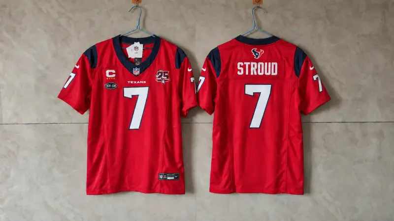HOUSTON TEXANS CJ STROUD RED CAPTAIN JERSEY