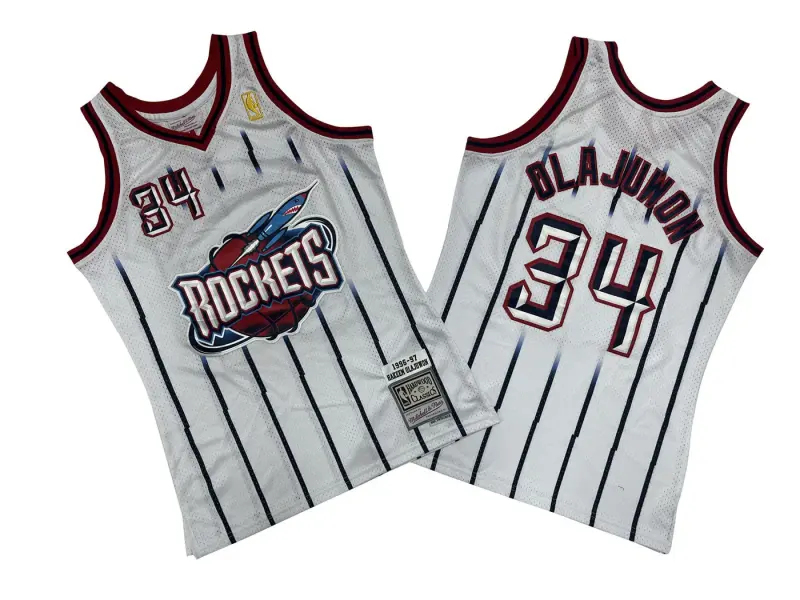 HOUSTON ROCKETS HAKEEM OLAJUWON WHITE VINTAGE JERSEY