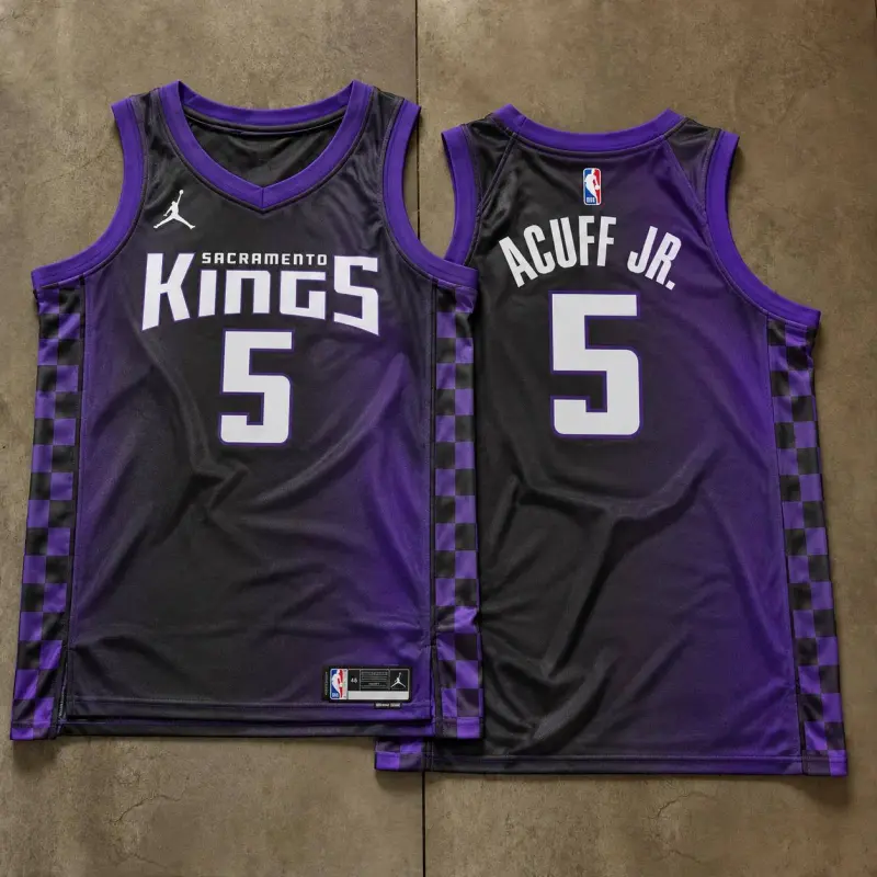 Sacramento Kings Darius Acuff Jr. Black And Purple Jersey